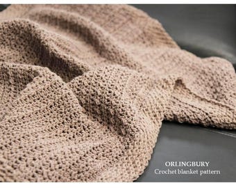 Modèle de couverture au crochet : jeté en laine peignée, tailles adulte et bébé (Modèle PDF - langue anglaise)