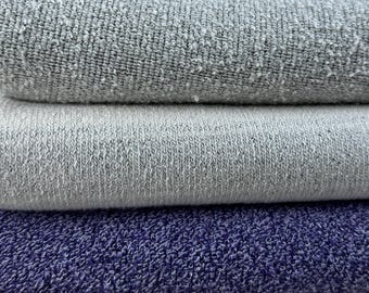 Tela de felpa francesa gris de doble cara cortada a medida / 15 oz/340 g/m² - Tejido reversible para sudaderas con capucha, sudaderas, toallas, ropa de estar por casa y más.