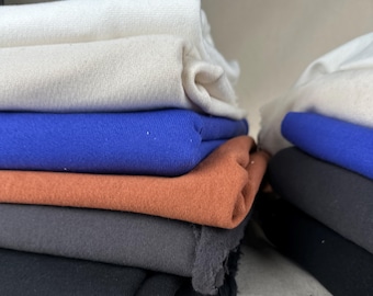 Tejido de felpa de algodón grueso con ribete a juego / Tejido de punto de 24 oz para sudadera, cortado a medida.