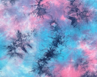 Blue,Pink & Purple Cloud Tie Dye Splash Bamboo Spandex Jersey Knit 60&quot; Eco-Friendly Fabric By The Yard Good For Face Mask eco-friendly