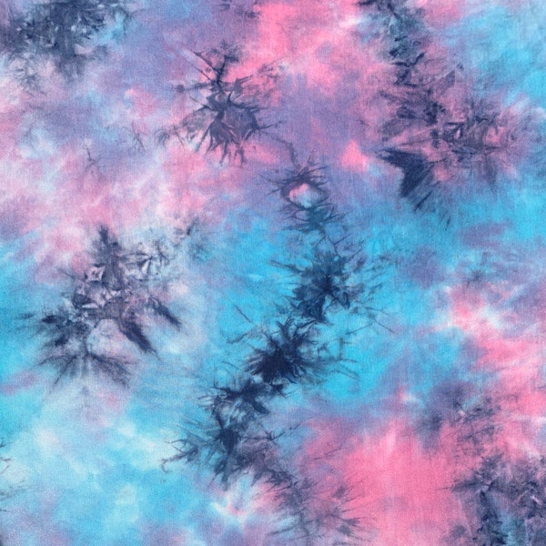 Blue,Pink & Purple Cloud Tie Dye Splash Bamboo Spandex Jersey Knit 60" Eco-Friendly Fabric By The Yard Good For Face Mask eco-friendly