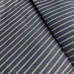 100% Cotton Denim Indigo Blue Striped Pattern Fabric By The Yard