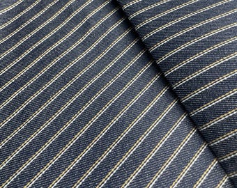 100% Baumwolle Denim Indigo Blau Gestreift Muster Stoff Meterware