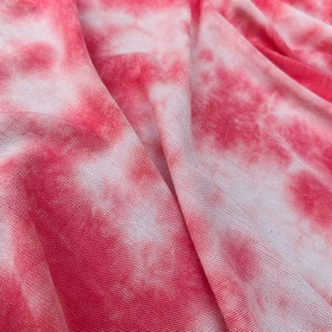 BubbleGum Pink & White Tie Dye Spandex Lycra Jersey Knit Fabric By the Yard 64&quot;