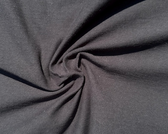 Tejido de punto negro 100 % algodón, ecológico, de peso medio-alto, cortado a medida de 60"