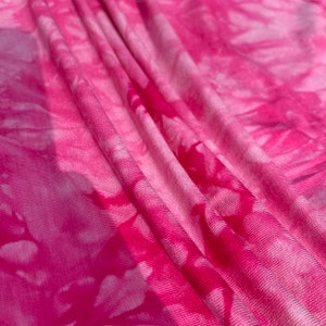 Bamboo Hot Pink Cloud Tie Dye Splash Spandex Jersey Knit 60&quot; Eco-Friendly Fabric By The Yard