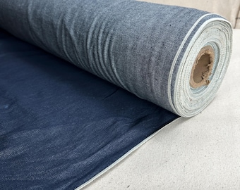 Selvedge Japanese Simple Dark Blue Denim  | Woven Fabric by the Yard | 340 GSM/11 oz Denim | Textured Denim for Jeans, Jackets & Shirts