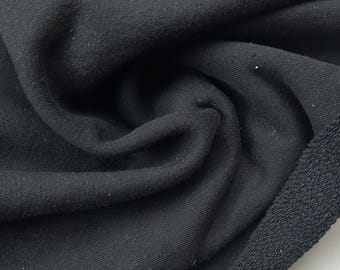 ヘビーコットンフレンチテリーチャコールブラックニット（ジャージーとリブ付き）｜1ヤードあたり450 GSM/22オンスフレンチテリーヘビースウェットシャツ生地