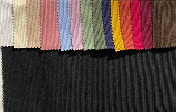 Ribbed Polyester Jersey Knit Stretch Spandex Fabric By The Yard