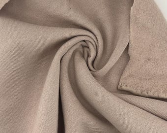 Organic Mocha Cotton Fleece Rib Medium Weight | 350 GSM/ 12 OZ Knit Sweatshirt Fabric By The Yard