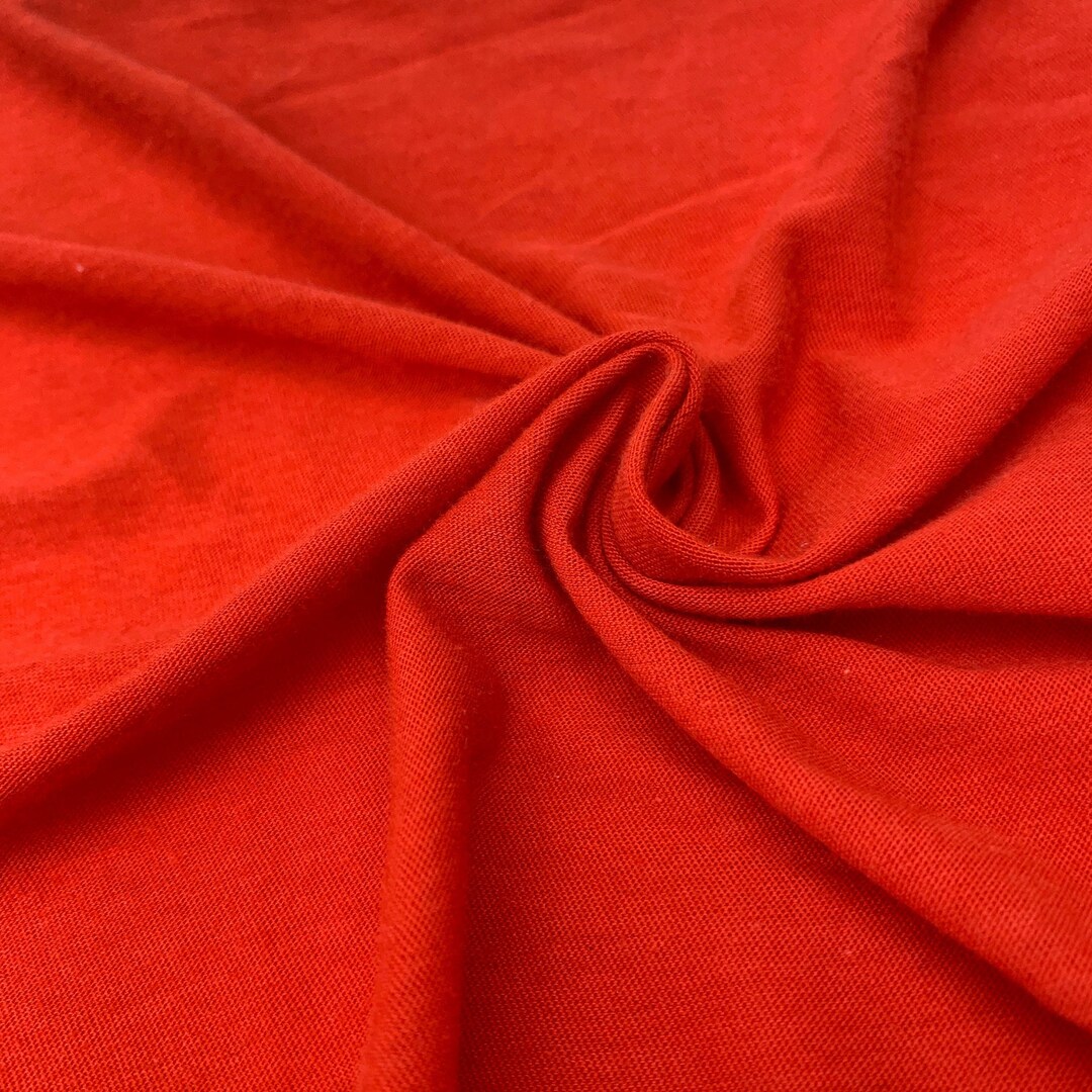 Cotton Red Orange Jersey Knit 100% Fabric by the Yard 58