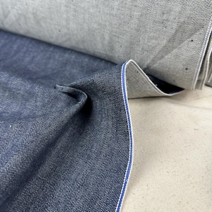 Blue Selvedge Japanese Indigo Denim | Woven Fabric by the Yard | Blue 375 GSM/11 oz Denim | Textured Indigo for Jeans, Jackets & Shirts