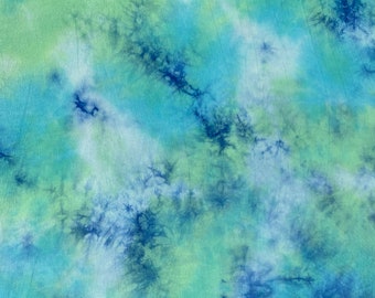 Bamboo Spandex Jersey Knit Blue, Green, & White Cloud Tie Dye Splash 60&quot; Eco-Friendly Fabric By The Yard
