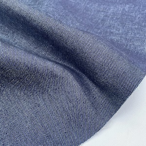 Italian 100% Cotton Denim Indigo Blue Fabric By The Yard