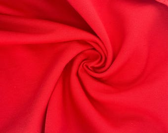Organic Red Cotton Fleece  Medium Weight | 350 GSM/ 12 OZ Knit Sweatshirt Fabric By The Yard