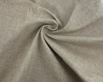 Cotton Linen Blend Khaki Medium Weight Apparel Upholstery Fabric By The Yard 10 Oz