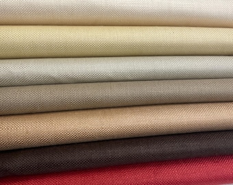 100% Italian Linen Canvas Fabric by the Yard | 8oz Laminated Back 60” Upholstery Material