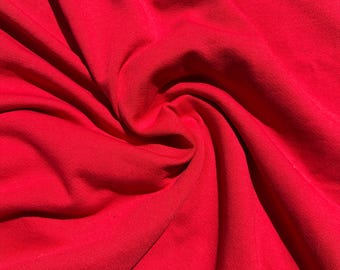 Cotton Fleece Red With Matching Rib Medium Weight | 400 GSM/ 12 OZ Knit Sweatshirt Fabric By The Yard