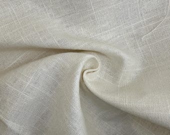 Tela de tapicería para ropa de peso medio, mezcla de lino y algodón, color crema, cortada a medida, 9 oz