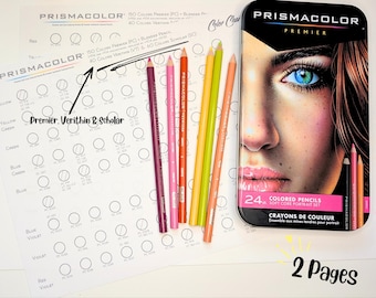 Printbare kleurenkaart voor Prismacolor kleurpotloden: Premier + Verithin + Scholar | Kleurenkaart voor kunstenaars (PDF)