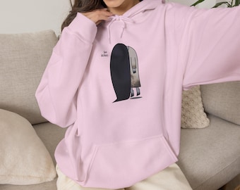 Hoodie met griezelige spookillustratie | Halloween | De Ring | De Wrok | Schattige, minimalistische, spookachtige cartoon | Sarcastisch spookmeisje | Lang zwart haar