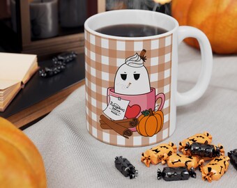 Pumpkin Spice Ghost Mug Cozy Spooky Vibes | Halloween Fall Coffee Mug