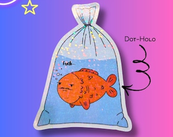 3 Inch Vinyl Sticker | Holographic | Water resistrant Die Cut Sticker | Gold fish |Cute Sticker for Laptop, Tumbler & Water Bottle