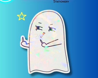 3 Inch Vinyl Sticker | Holographic | Water resistant Die Cut Sticker | Halloween Ghost Funny| Cute Sticker for Laptop Tumbler & Water Bottle