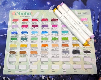 Printable Ohuhu Alcohol Marker Color Chart | Artist Brush Marker Organization (PDF)