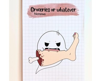 Notitieblok 3,5 x 7,5 inch | Ruitjespapier | Grappig spookje | Memoblok | To-dolijst