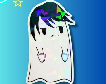 3 Inch Vinyl Sticker | Holographic | Water resistant Die Cut Sticker | Halloween Ghost Funny| Cute Sticker for Laptop Tumbler & Water Bottle