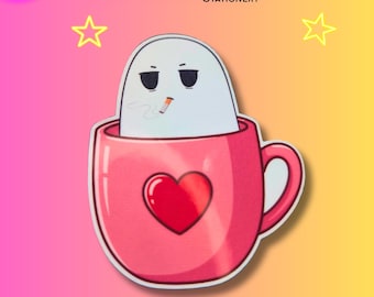 2.75 Inch Vinyl Sticker | Glossy | Water resistant Die Cut Sticker | Halloween Ghost Funny| Cute Sticker Laptop, Tumbler & Water Bottle