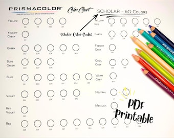 Printbare Prismacolor-kleurenkaart voor leerlingen | Kleurenkaart voor kunstenaars (PDF)