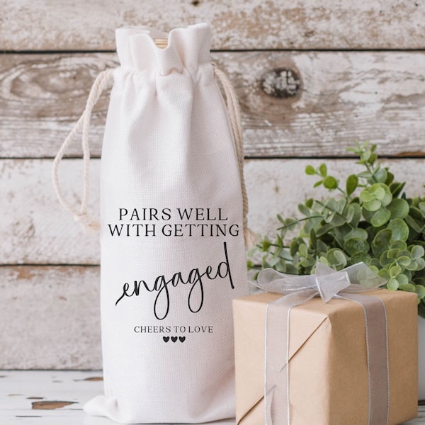 Pairs Well With Getting Engaged Wine Bag, Wine Gift, Engagement Gift, Newly Engaged, Wine Engagement Gift, Bridal Shower Gift, Wine Lover