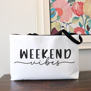 Weekend Vibes Bag, Tote Bags, Black Weekend Bag, Black Tote Bag, Weekender Bag, Large Tote Bag, Oversized Bag, Weekend Tote Bag, Carry All