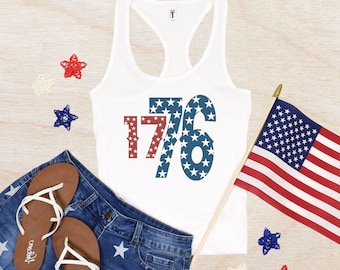 1776 Tank Top, 4th of July Tank Top For Women, July 4th Womens Tank Top, Red White and Blue, Patriotic Tank Top Women, Stars and Stripes