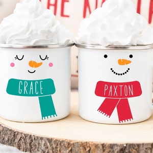 Custom Snowman Mug, Personalized Hot Chocolate Mug For Kids, Cute Holiday Mug, Snowman Cup, White Cocoa Mug, Personalized Christmas Mug Kids