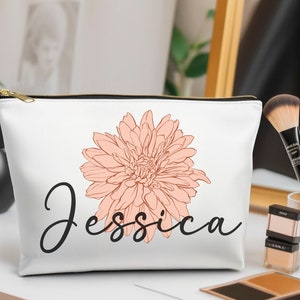 Personalized Makeup Bag, Custom Makeup Bag, Gift For Her, Bridesmaid Gift, Mother&#39;s Day, Gift For Teen, Flower Makeup Bag, Travel Bag