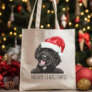 Labradoodle Christmas Tote Bag, Labradoodle Christmas Gift Bag, Gift For Dog Lover, Holiday Shopping Bag, Cute Christmas Dog Gift Bag