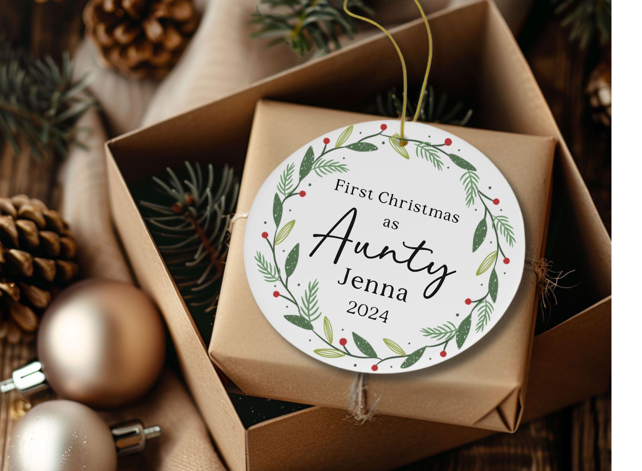 First Christmas as Aunty Personalized Ornament for New Aunt, Custom New ...