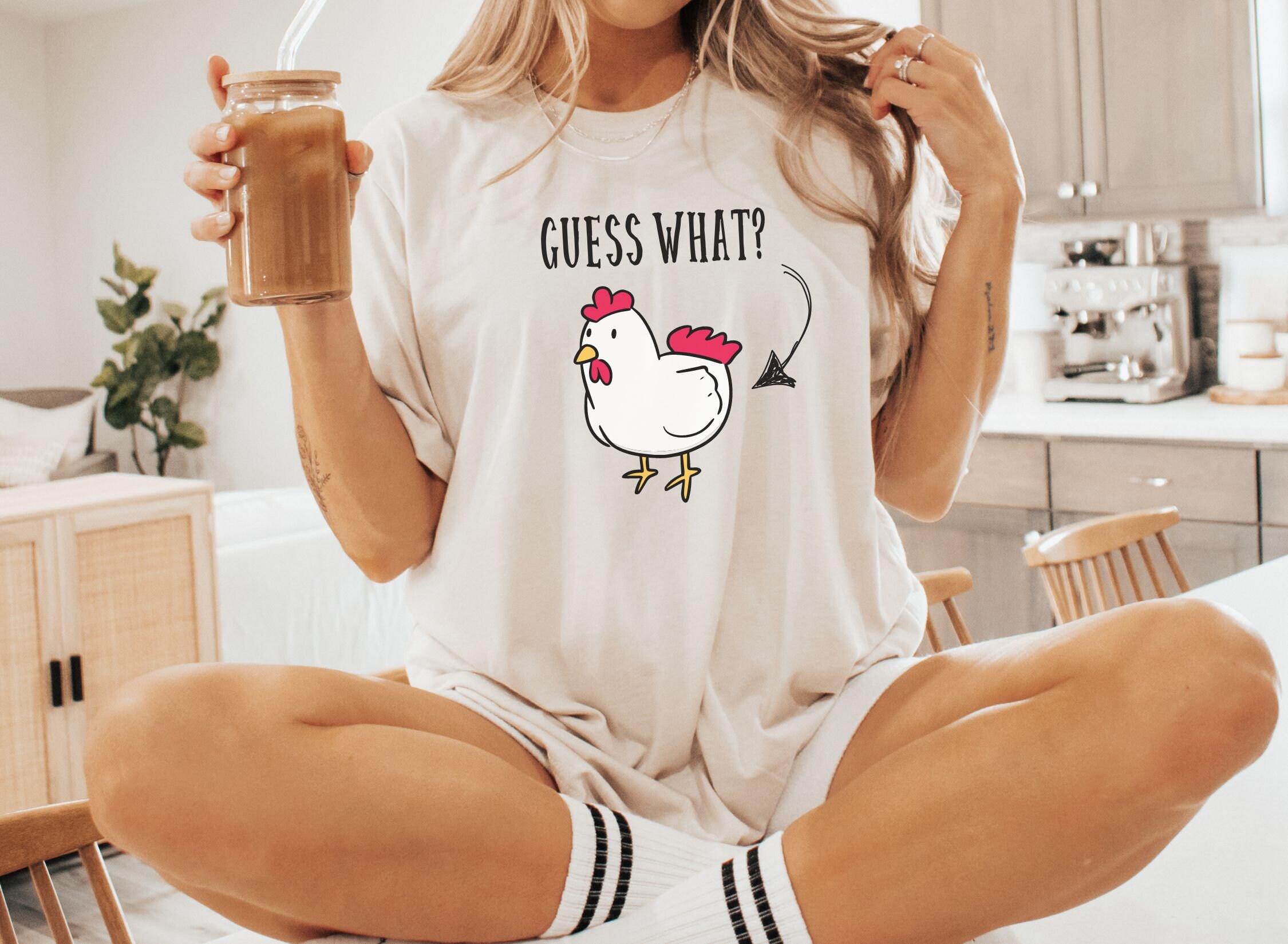 T-Shirt Humoristique 'F-Caw-F Poulet' - Col En V, Design Drôle Pour Hommes Et Femmes, Coton Léger