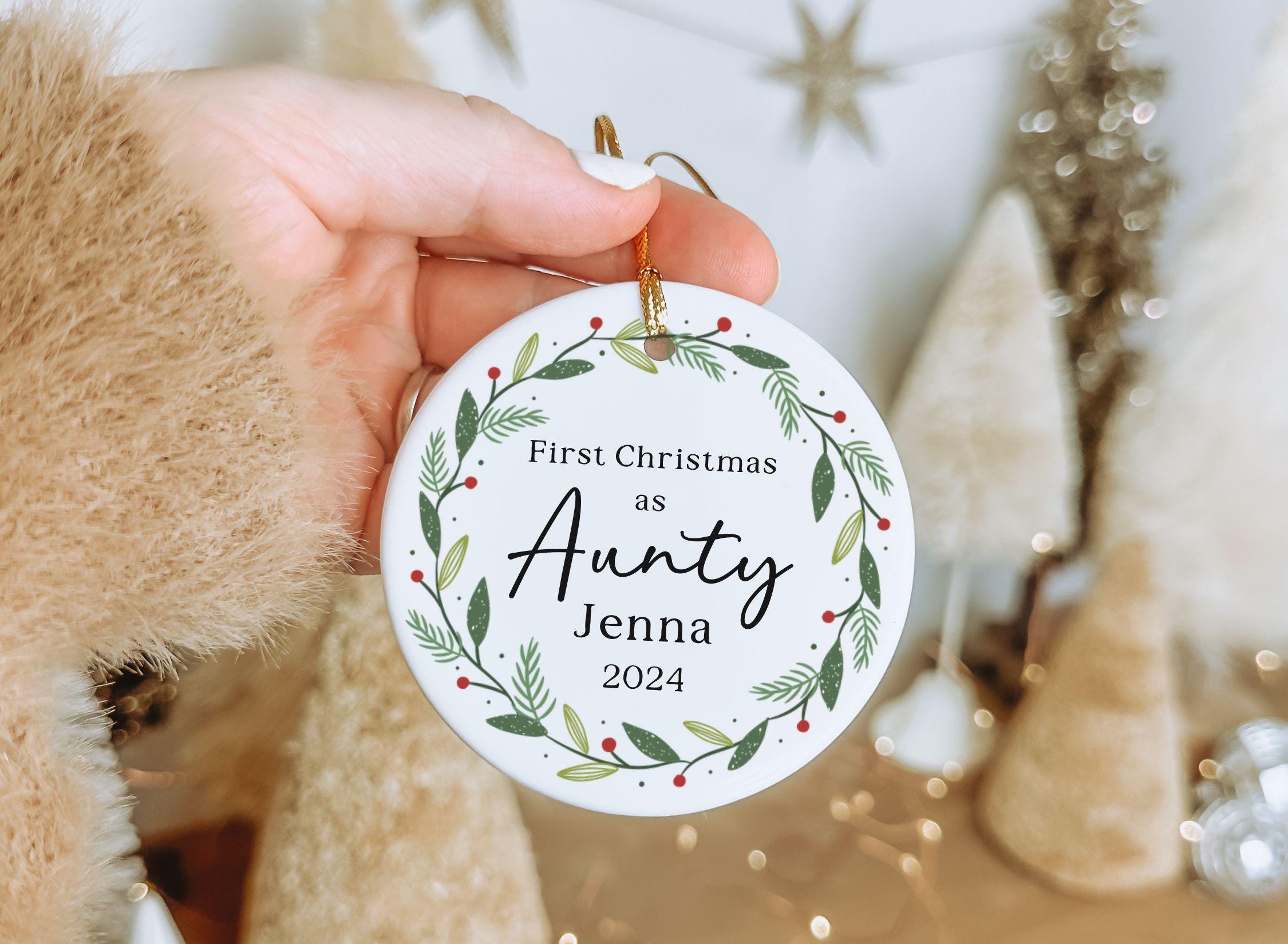First Christmas as Aunty Personalized Ornament for New Aunt, Custom New ...