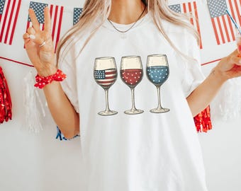 Camiseta de vinho do 4 de julho, regata de vinho do 4 de julho, camisa para amantes de vinho, regata de vinho de verão, 4 de julho para ela, camisa dos EUA, regata dos EUA