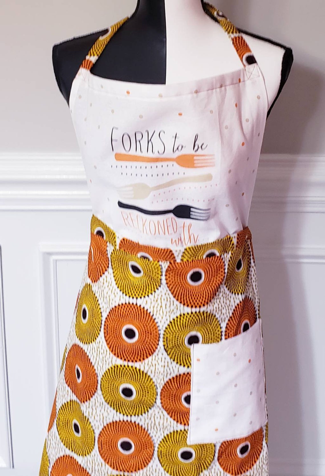 African print apron ankara fabric apron with pocket two tone Etsy