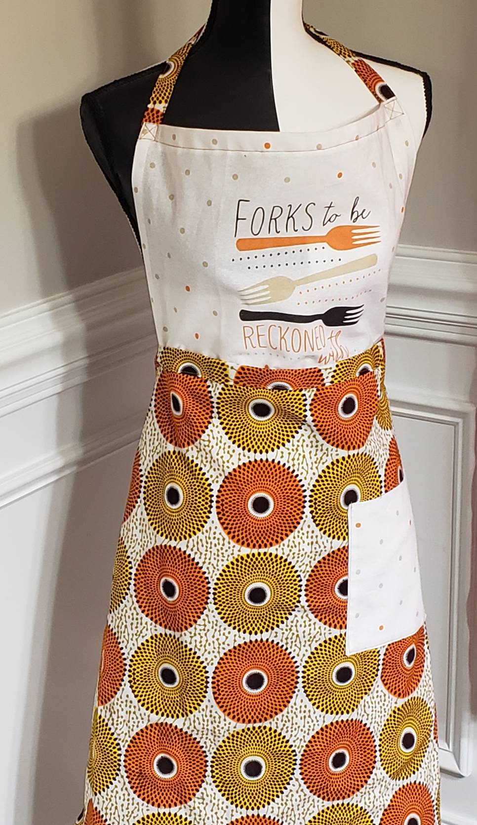 African print apron ankara fabric apron with pocket two tone Etsy