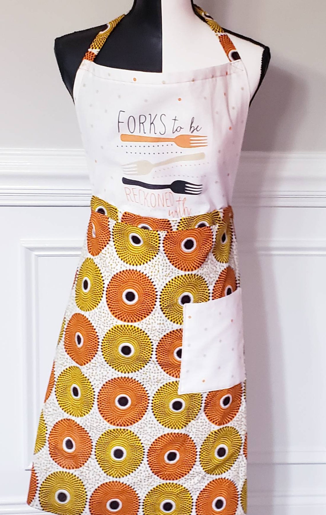 African print apron ankara fabric apron with pocket two tone Etsy