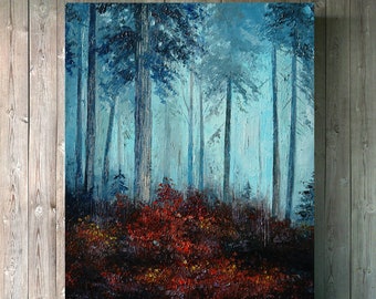 Forest Fog Painting Etsy Forest Fog Painting Etsy