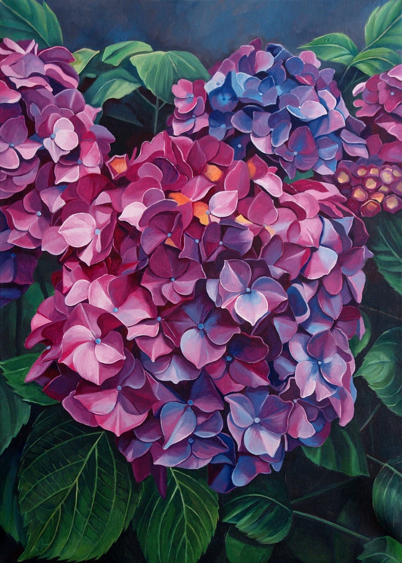 The hydrangea original oil painting floral art flowers Etsy