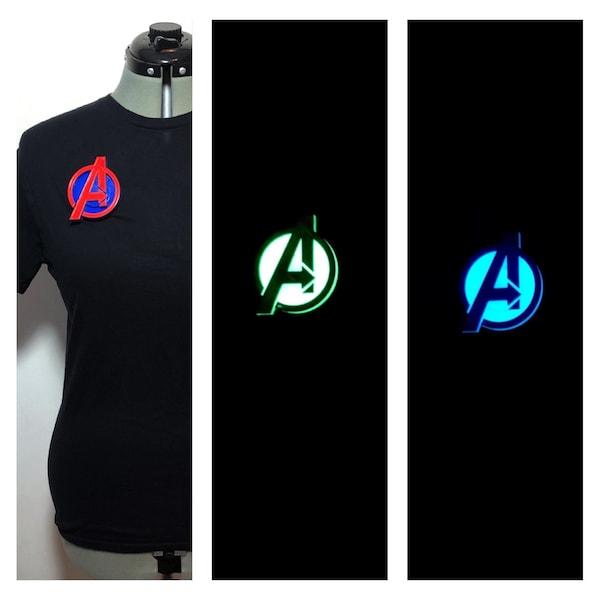 3D Marvel Avengers Symbol Inspired Glow Glowing Magnetic Pin Shoulder Pendant Symbols Costume Cosplay Disneyland Accessory Disneybound