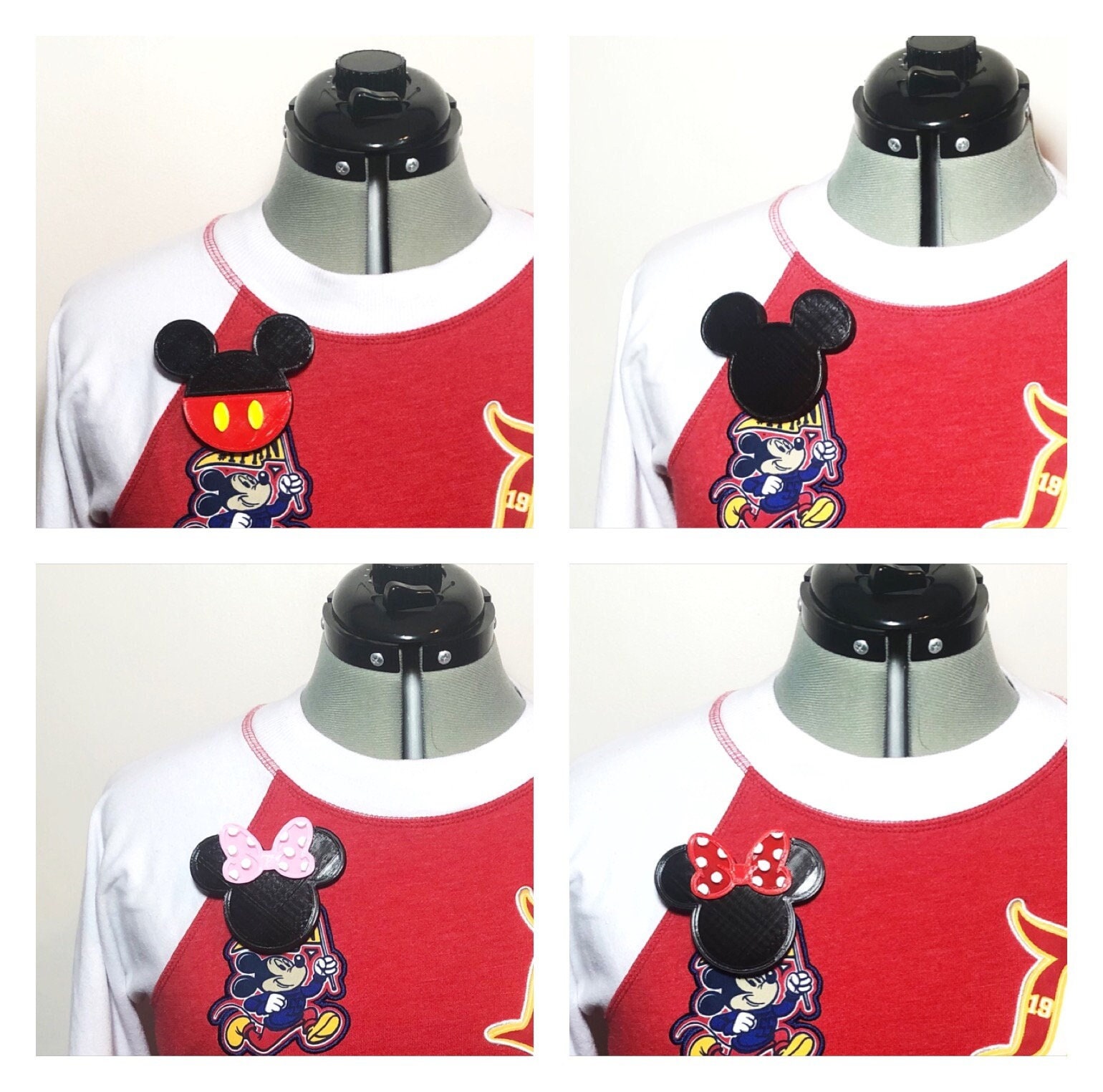 Custom 3d Mickey Minnie Mouse Inspired Magnetic Shoulder Pin Etsy